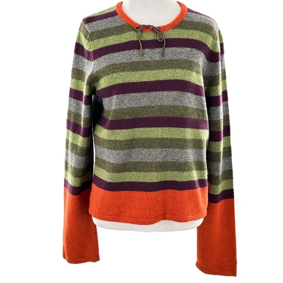 American Eagle sweater size M multicolored strips 100% lambswool vintage y2k 90s - Picture 1 of 12